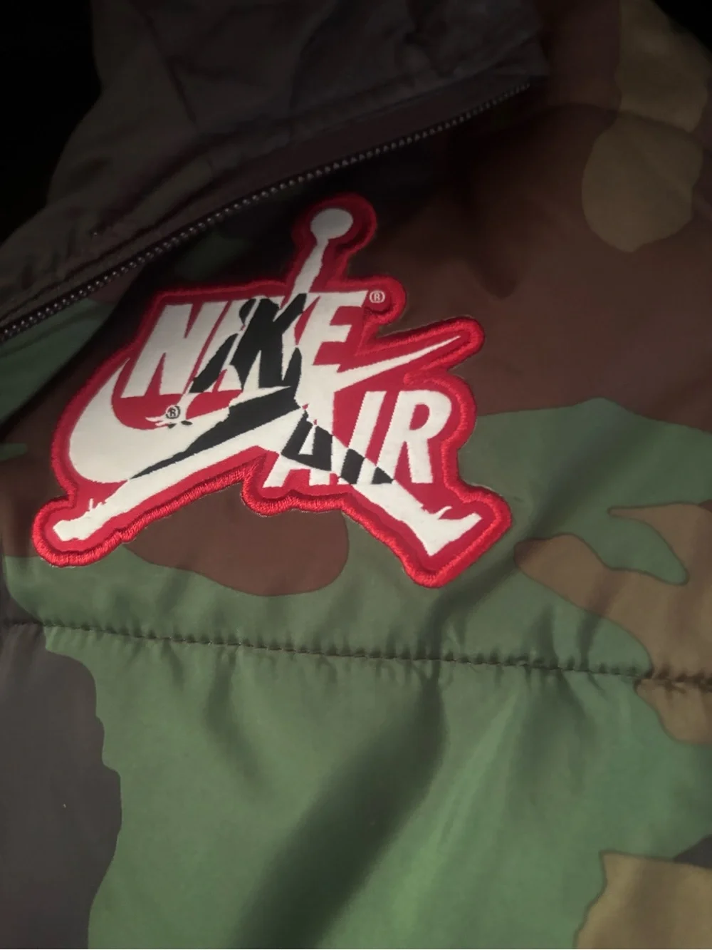 Jordan Nike Air Kids' Camo Puffer Jacket - Green/Brown/Black - Large 12-13